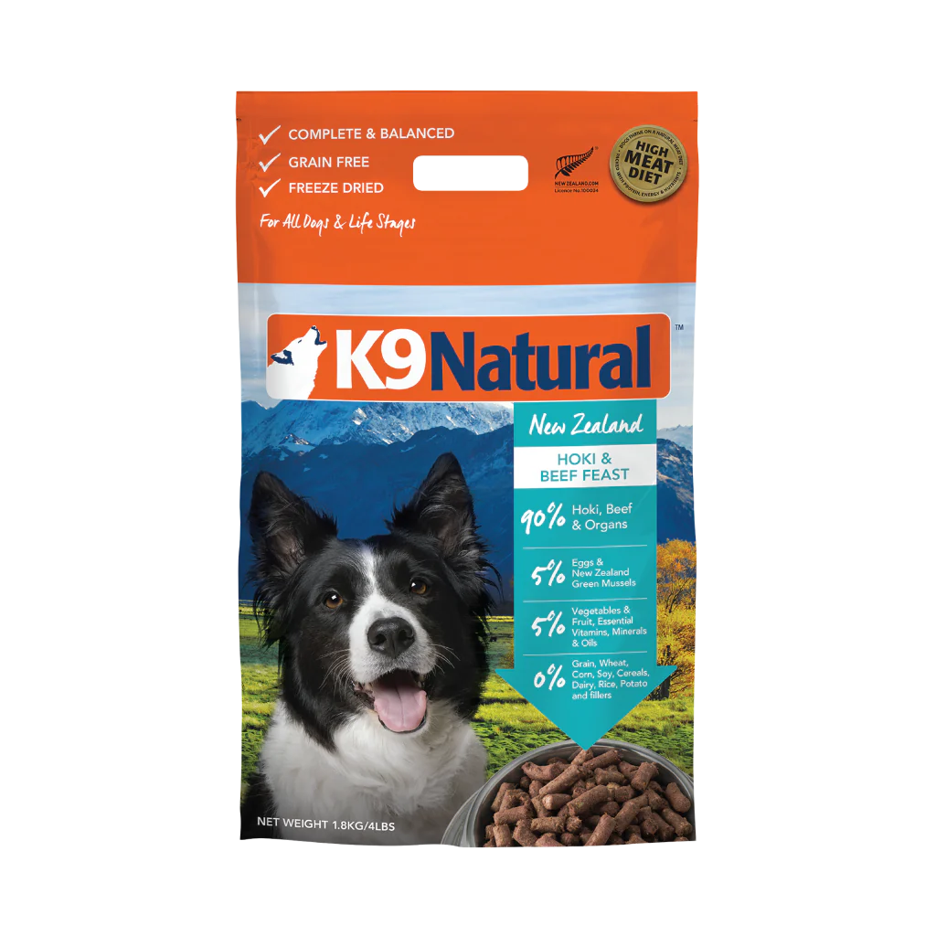 Hoki & Beef Feast Freeze-Dried Dog Food by K9 Natural